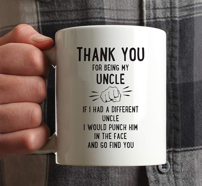 Andaz Press Funny Family 11oz. Coffee Mug Gift, Thank You for Being My Uncle, Punch in Face, 1-Pack, Christmas Birthday Drinking Cup Present Ideas