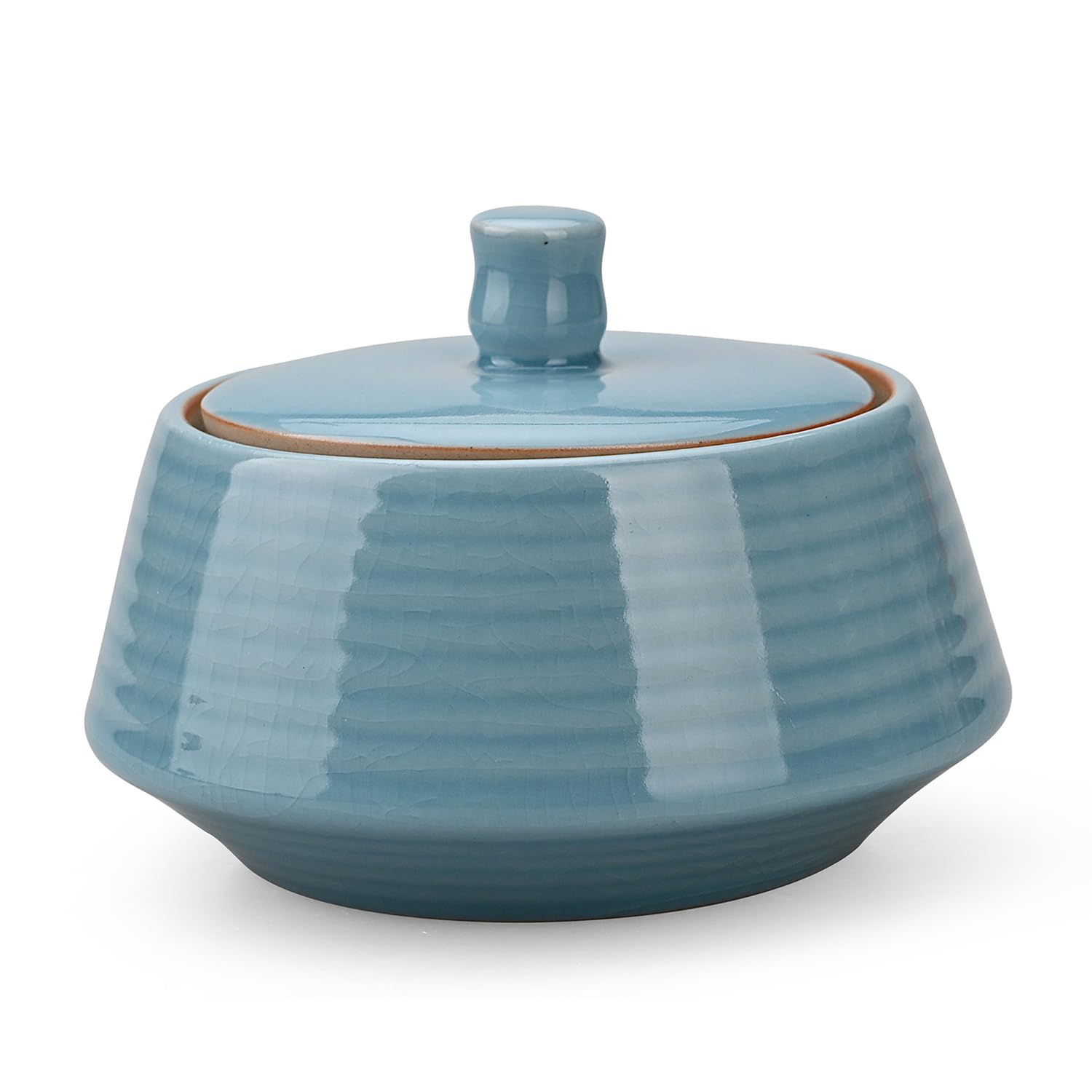 Amoysanli Small Kitchen Ceramic Canister Storage Jar with Lid Blue(ICE)