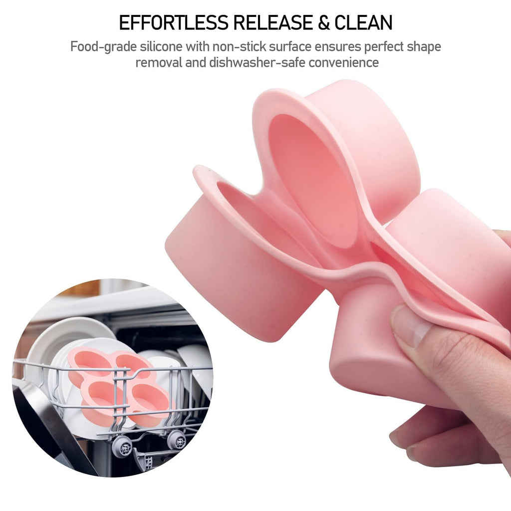 HUIKANGSHENG Air Fryer Egg Bite Molds 2 Pack Silicone 4 Cup Non Stick Pink