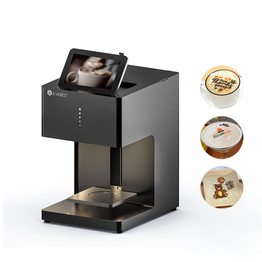 EVEBOT Coffee Latte Art Machine EB-FC1, Food Coloring Machine on Coffee, Cocktails, Cakes, Multi-Color Cookie Decorating kit for Cafes, Bars, Color Pod