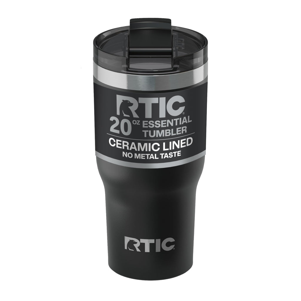 RTIC 20oz Essential Tumbler with Lid, Ceramic Lined, Black