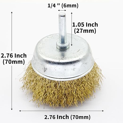 6-Piece Twisted Wire Brush Wheel Set - Metal Rust Removal, Polishing, Cleaning - 1/4″ (6mm) Shank - Removes Burrs, Dust, and Paint - Handles Rough Surfaces - Rotary Tool Accessories
