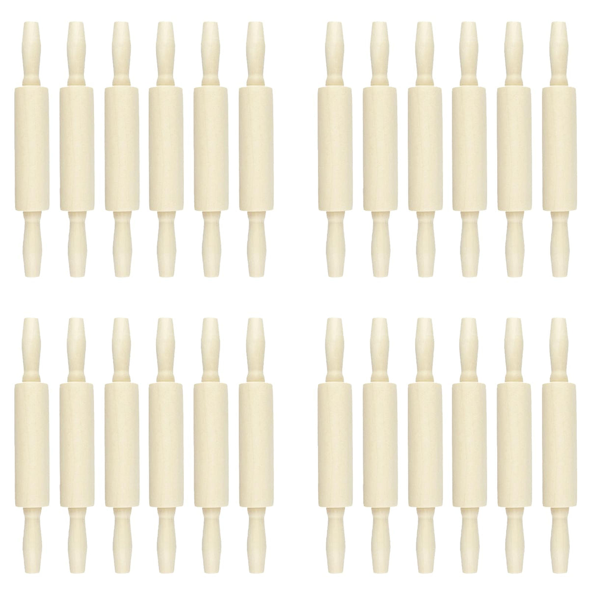 Miokun 24 Pack Wood Small Rolling Pin for Kids, 7.9 Inch Kids Rolling Pin for Home Kitchen