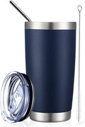 COMOOO 20oz Navy Double Wall Vacuum Insulated Travel Mug, Stainless Steel Tumbler with Lid, Durable Powder Coated Insulated Coffee Cup for Cold & Hot Drinks, 1 Pack