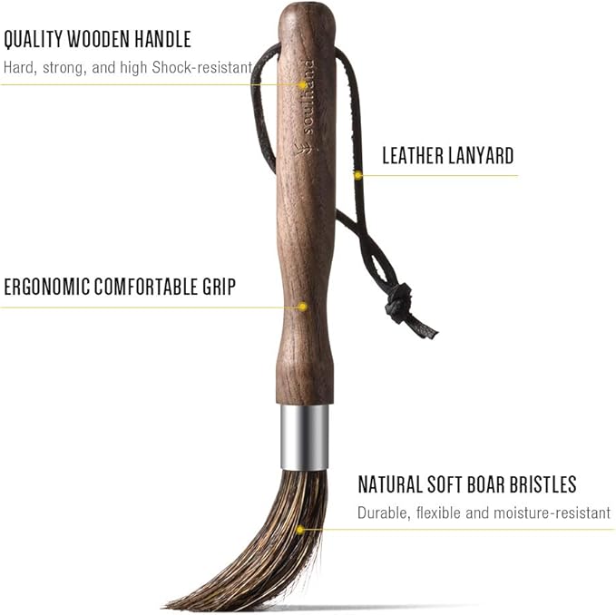 Coffee Brush Coffee Grinder Cleaning Brush Coffee Grinder Brush Natural Boar Bristles Walnut Handle with Suspension Band, Professional Equipment for Your Barista Home Kitchen