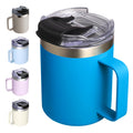 ALOUFEA 12oz Insulated Travel Coffee Mug with Handle, Sky Blue