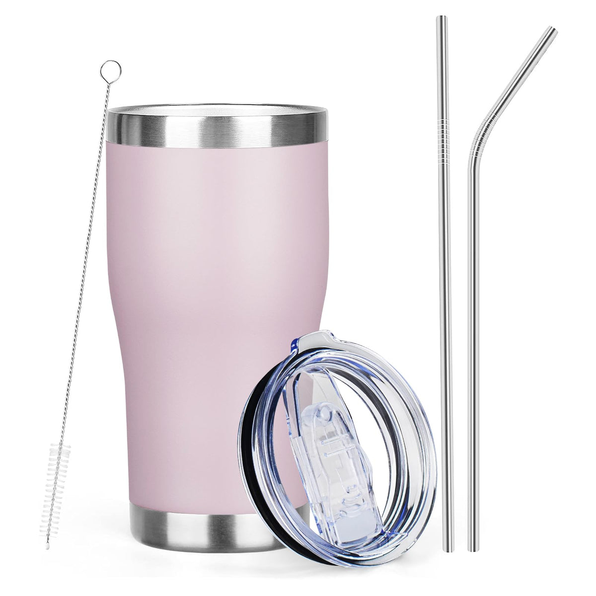 20oz Insulated Tumbler with Lid Straw Travel Coffee Mug Cup (Purple/Green)