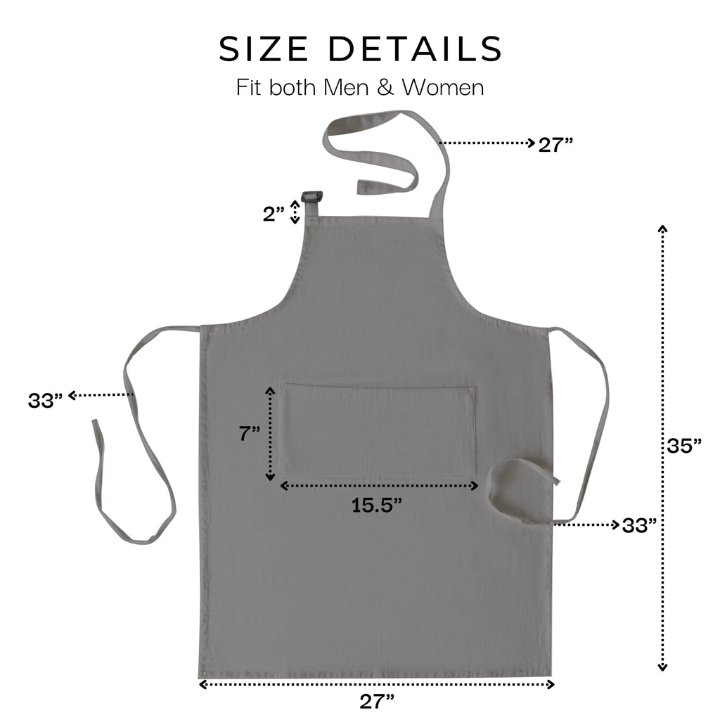 RAJRANG Pack of 2 Chef Apron for Women with pockets 35x27 Inches Vintage Farmhouse Bib Aprons for Men - Neutral Grey