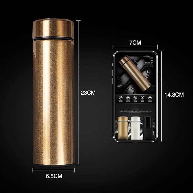 Water Bottle with LED Temperature Display,Double Walled Vacuum Insulated Water Bottle,Stainless Steel Sports AutomotiveTravel Mug,BPA-free Leak Proof Keep Cold and Keep Warm 12H