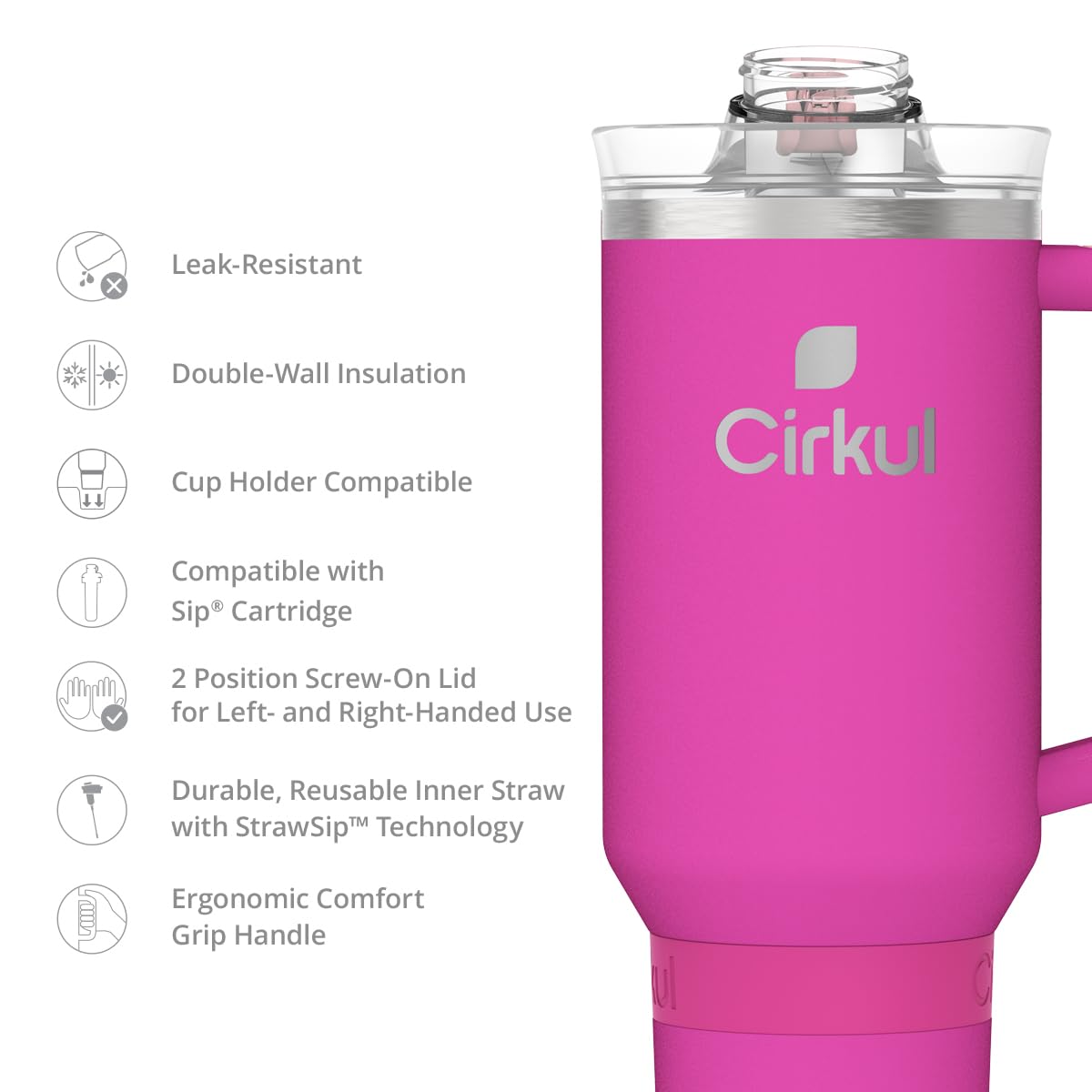 Cirkul 40oz. Brink Stainless Steel Tumbler with Handle, All-Day StrawSip™, Double-Wall Insulated