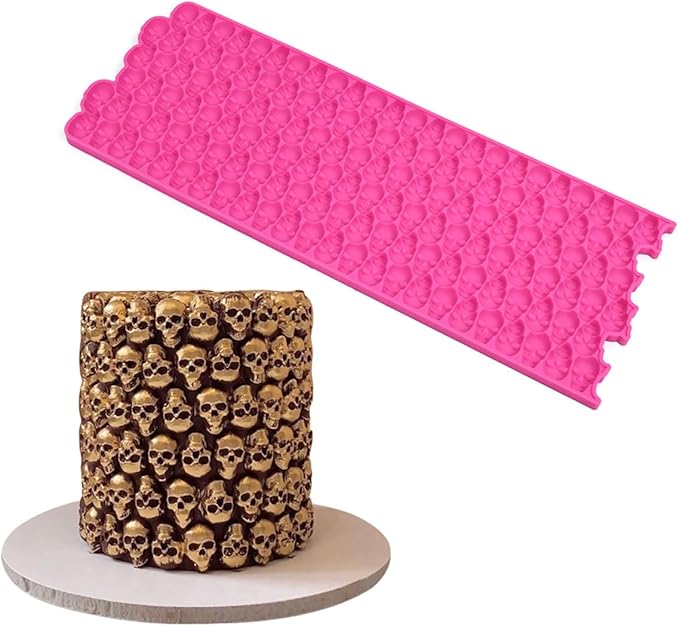 mostsom Silicone Mold 3D Hollow Out Lace Molds 3D Skull Cake Lace Mat Halloween Silicone Mould Fondant Mold Chocolate Stencil Cake Decorating Border Bakeware (K_ Skull Shape)