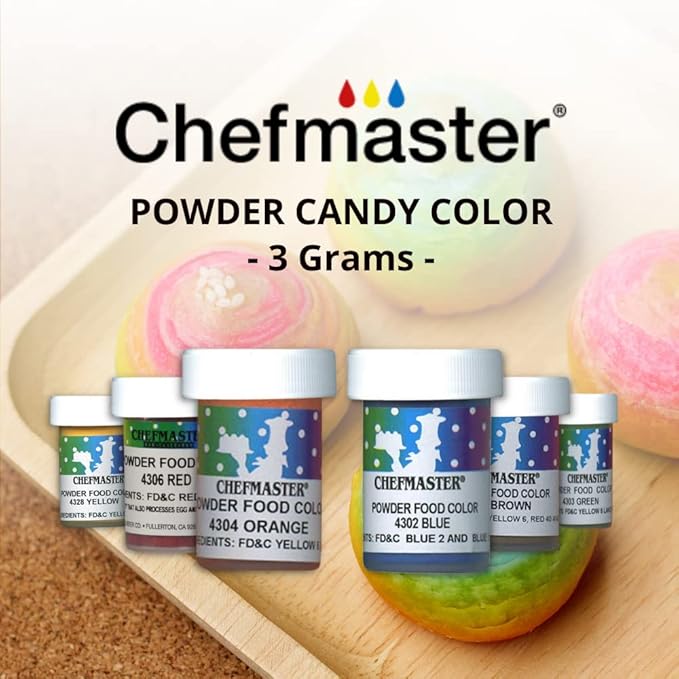 Chefmaster Green Dry Powder Candy Color | Vibrant Shades | Chocolate, Macarons, Fondant | Decorating | Professional-Grade Dye | Easy-to-Use | Manufactured in USA | 3 grams