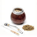 BALIBETOV Yerba Mate Gourd Set – Original Natural Handmade Yerba Mate Cup from Argentina, Includes Mate Tea Cup, Bombilla (Mate Straw) and Cleaning Brush, Traditional Mate Cup Gift Set