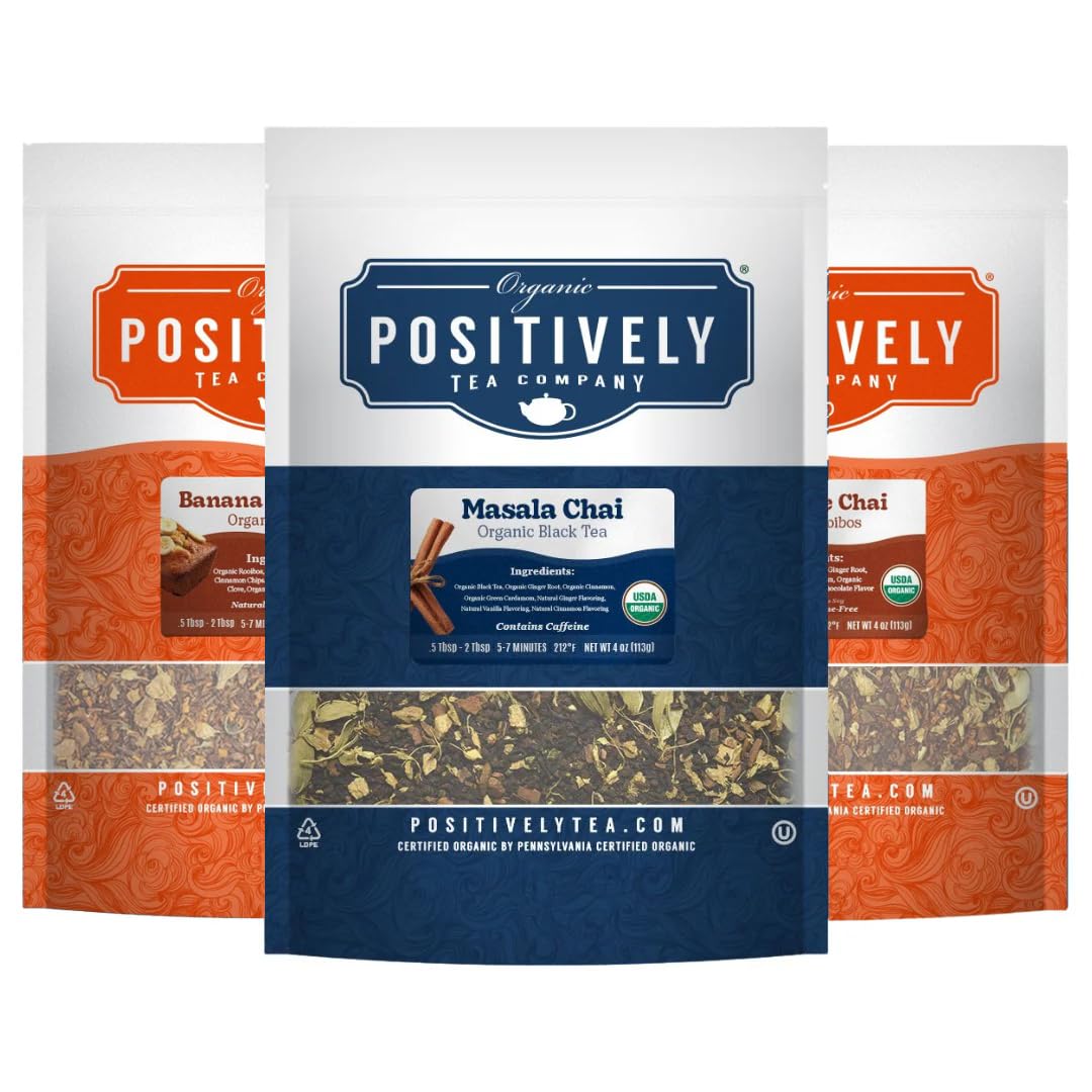 Positively Tea, Organic Dessert Tea Sampler, Loose Leaf, 4 Ounce, 3 Pack