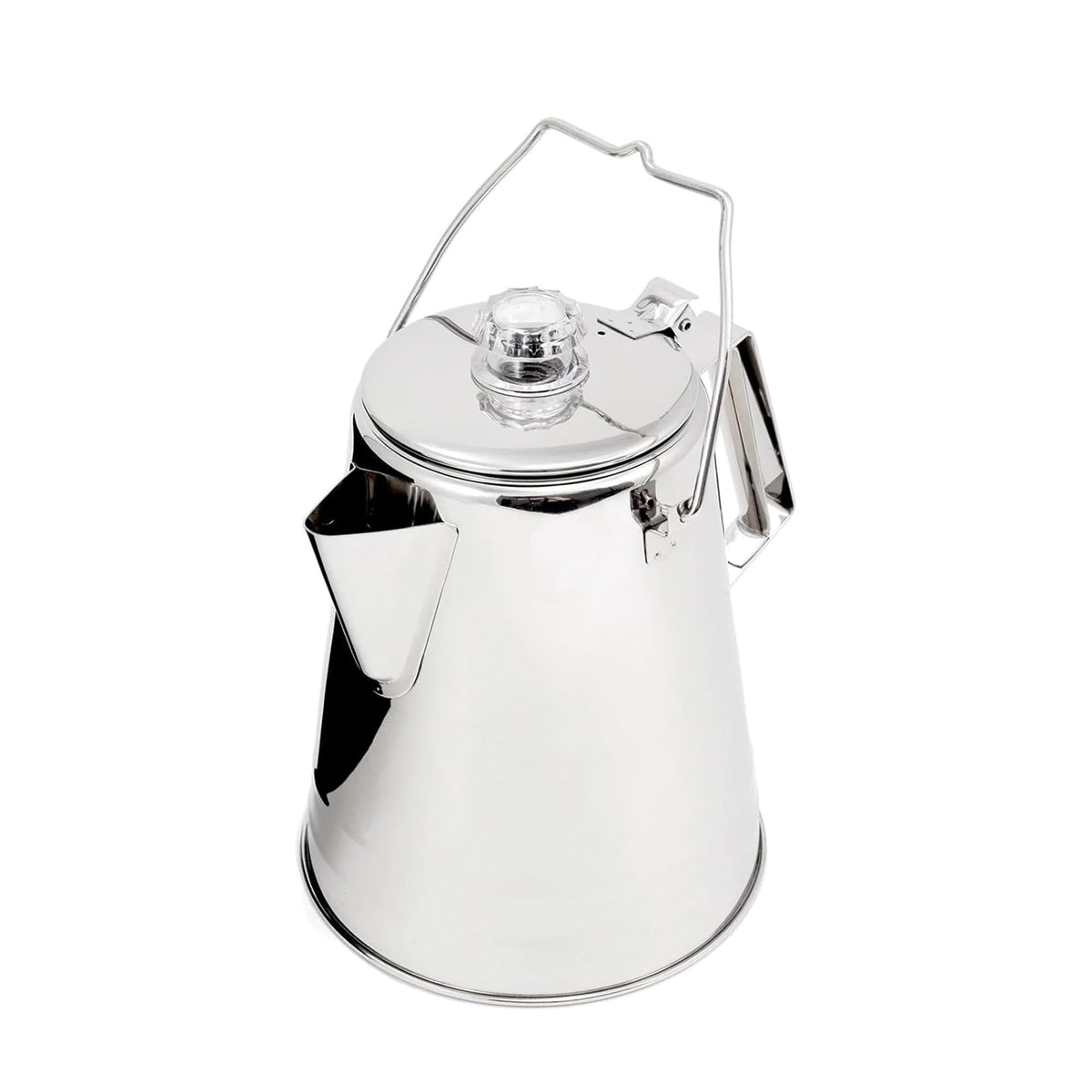 GSI Outdoors Percolator Coffee Pot I Glacier Stainless Steel Ultra-Rugged for Brewing Coffee Over Stove and Fire | Ideal for Group Camping, 8 Cup