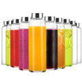 Luxfuel Clear Glass Bottles with Lids, 18oz Glass Water Bottles for Juicing