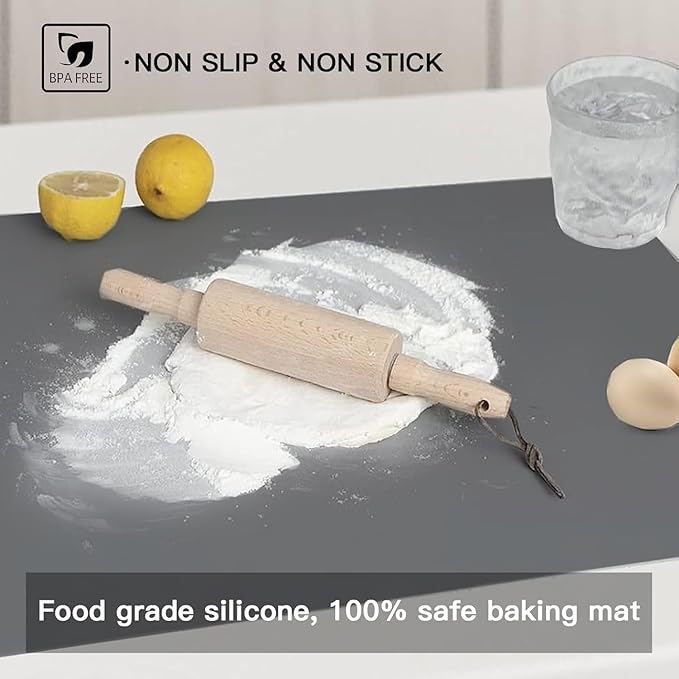 Silicone Mats for Kitchen Counter, 47.3"x23.6"(120cmx60cm) Large Heat Resistant Mat Kitchen Island Waterproof 2MM Thick Countertop Protector Mat Nons-slip Extra Large Counter Mat, Translucent Gray