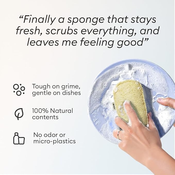Vove. | Earth-Friendly Kitchen Sponges | 100% Natural | 12 Pack | Long-Lasting | Versatile Cleaning | Plastic Free | Washing up Sponge | Cellulose | Non-Scratch Scrubber | Compostable