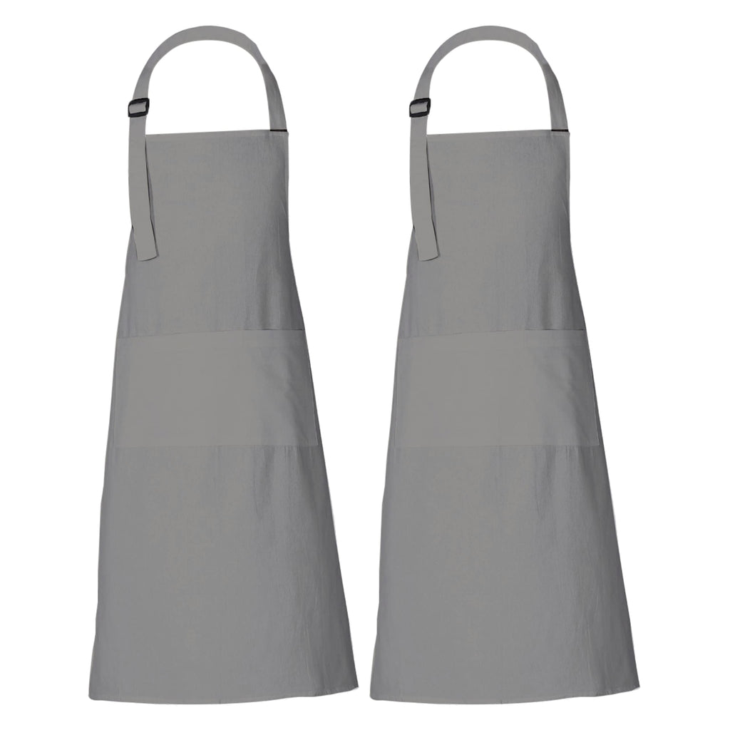 RAJRANG Pack of 2 Chef Apron for Women with pockets 35x27 Inches Vintage Farmhouse Bib Aprons for Men - Neutral Grey