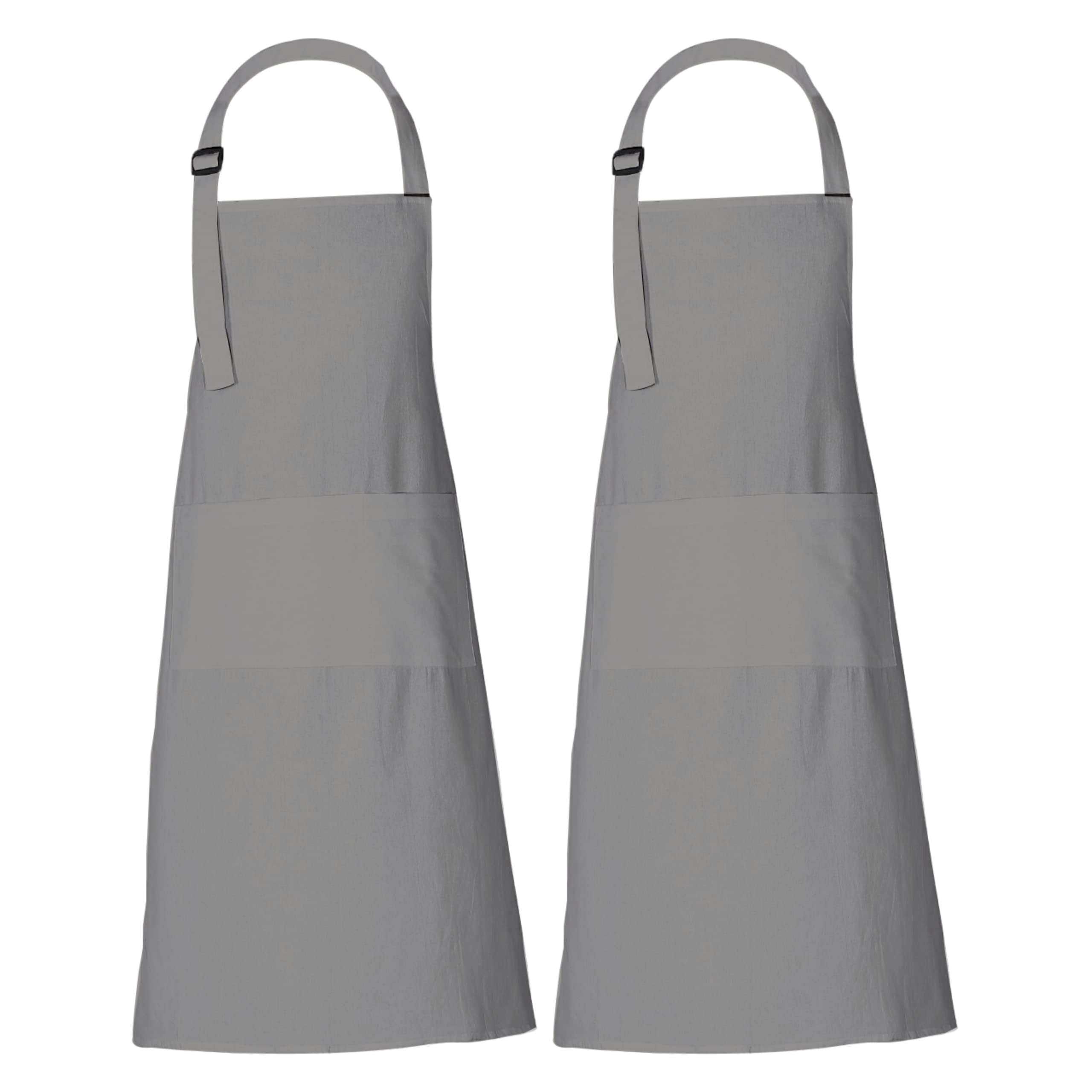 RAJRANG Pack of 2 Chef Apron for Women with pockets 35x27 Inches Vintage Farmhouse Bib Aprons for Men - Neutral Grey