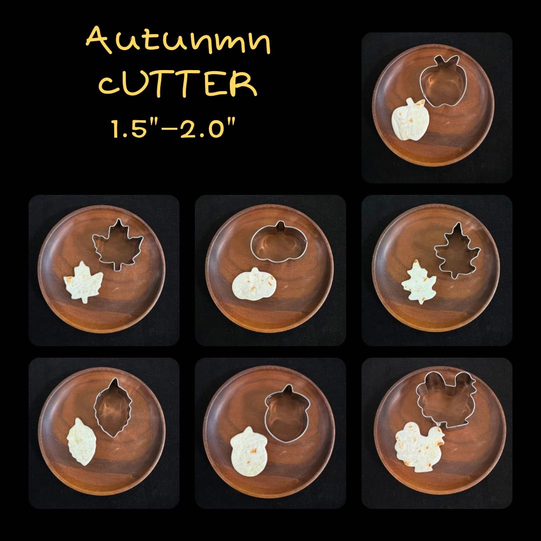 Auktosmn 7 Pcs Mini Fall Cookie Cutter Set, 2.0 Inch, Dishwasher Safe