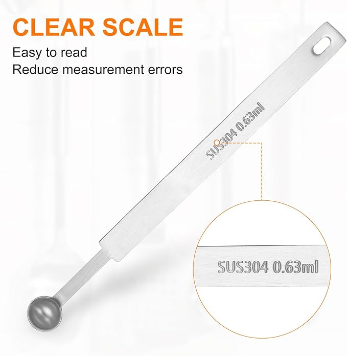 HARFINGTON Single Measuring Spoon 1/8tsp (0.63ml) Teaspoon/Tablespoon 304 Stainless Steel Single Tiny Square Bowl Measuring Spoon Long Handle Measure Scoop