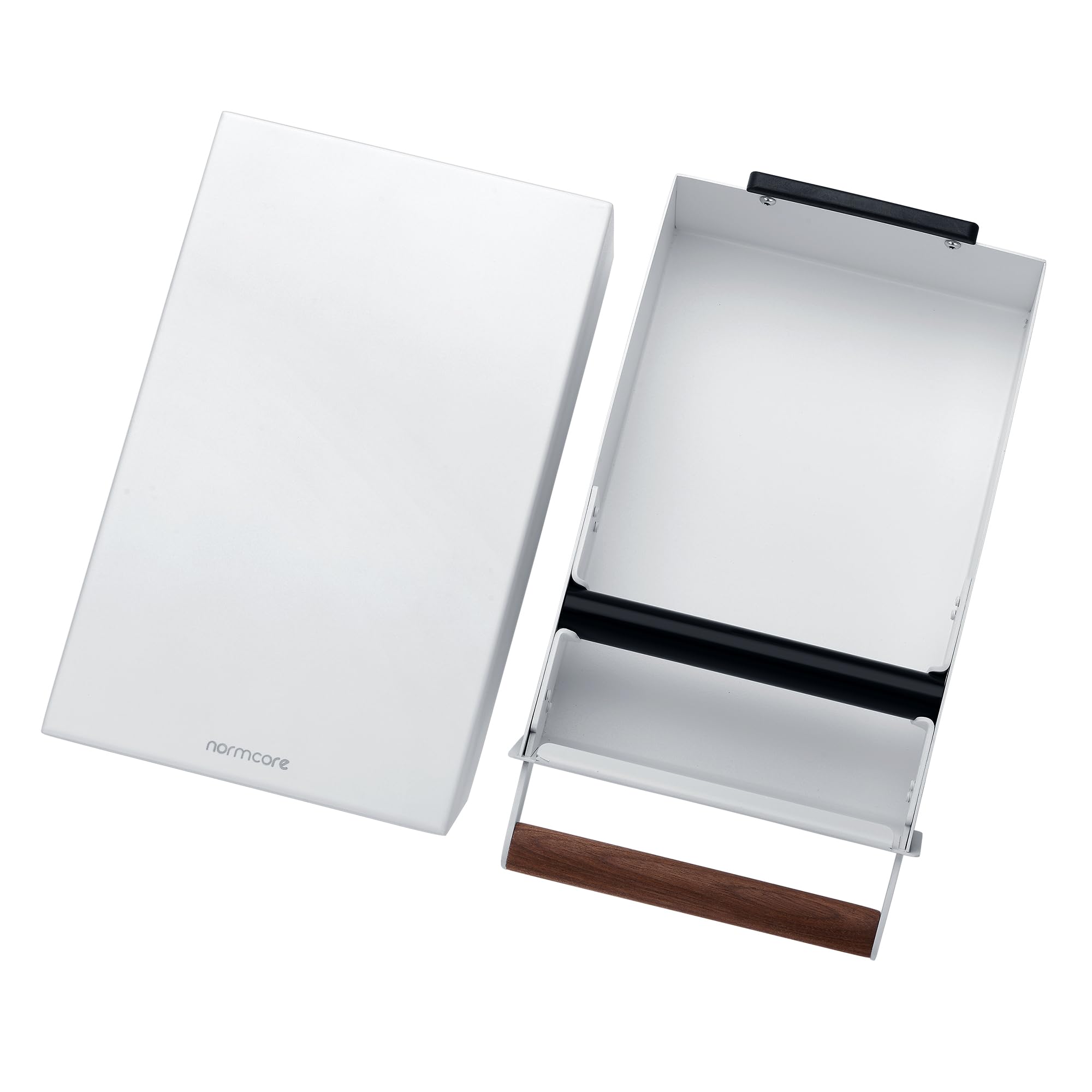 Normcore Espresso Knock Box Drawer, Coffee Knock Box with Walnut Handle, Espresso Dump Bin Separation And Detachable, 304 Stainless Steel, Size: M, Matte White