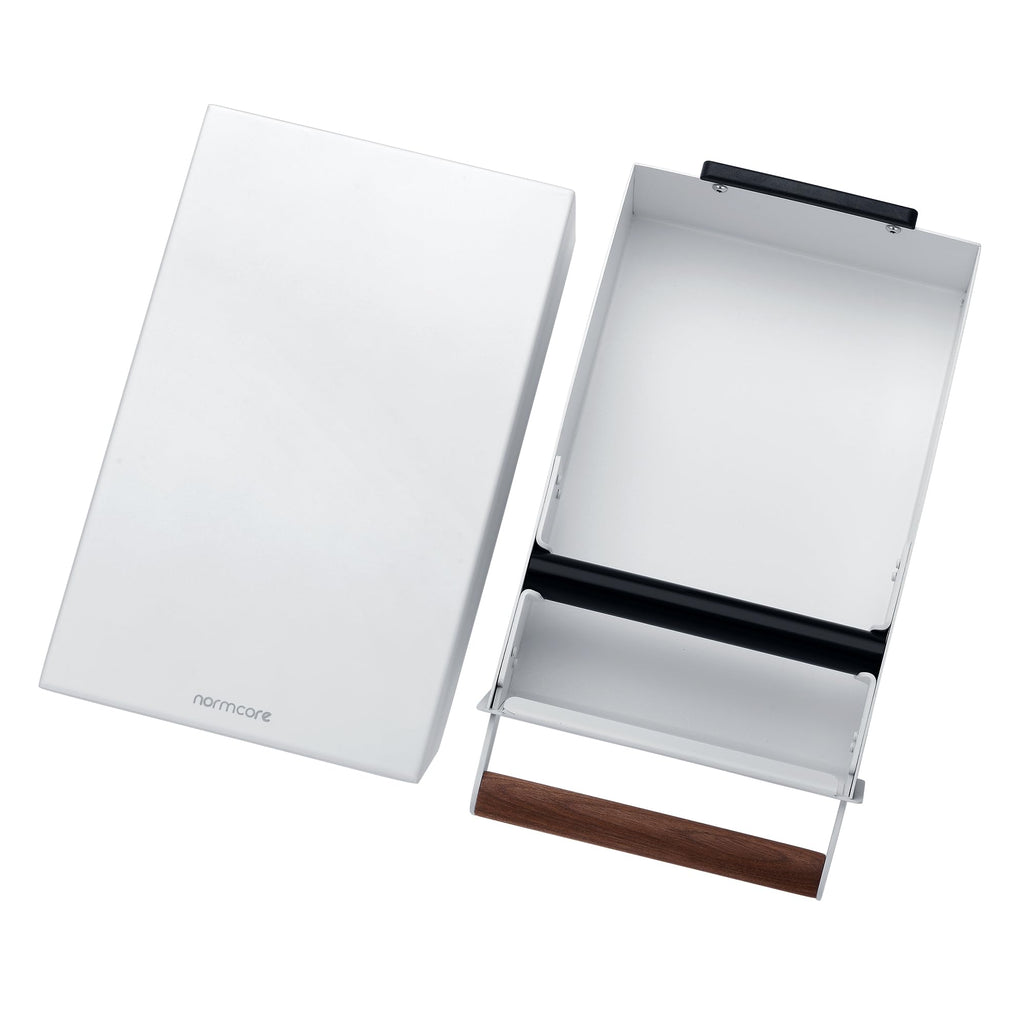 Normcore Espresso Knock Box Drawer, Coffee Knock Box with Walnut Handle, Espresso Dump Bin Separation And Detachable, 304 Stainless Steel, Size: M, Matte White