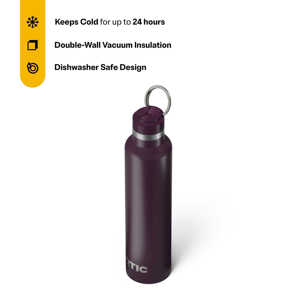 RTIC 26oz Journey Water Bottle Ceramic Lined Metal Stainless Steel Vacuum Insulated, BPA Free, Reusable, for Water, Hot and Cold Drinks, Travel, Sports, Camping, Plum