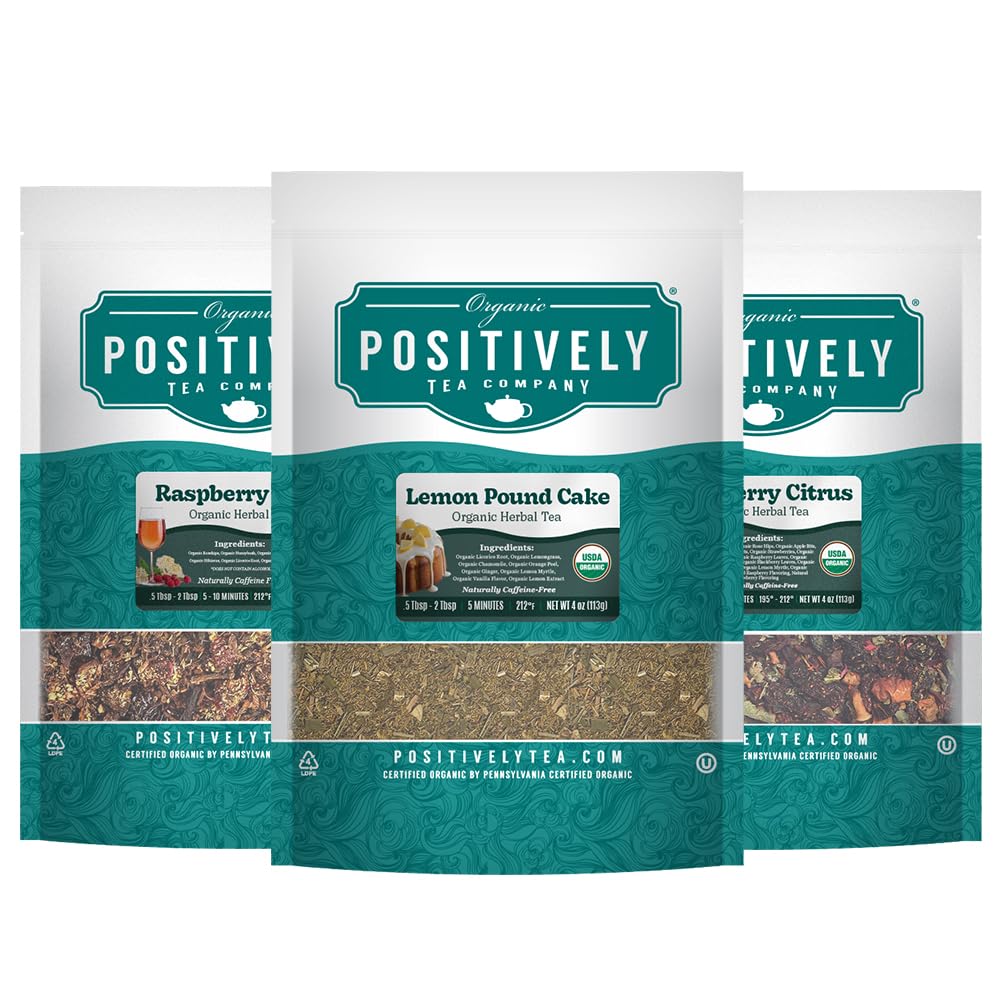 Positively Tea, Organic Dessert Tea Sampler, Loose Leaf, 4 Ounce, 3 Pack