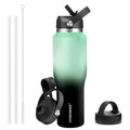 HYDROWION Water Bottle Stainless Steel,Vacuum Insulated Leak Proof Tumbler 32oz with Straw Lid, Spout Lid and Flex Cap(Cold for 48 Hrs, Hot for 24 Hrs), Fit in Any Car Cup Holder, Mint - Black