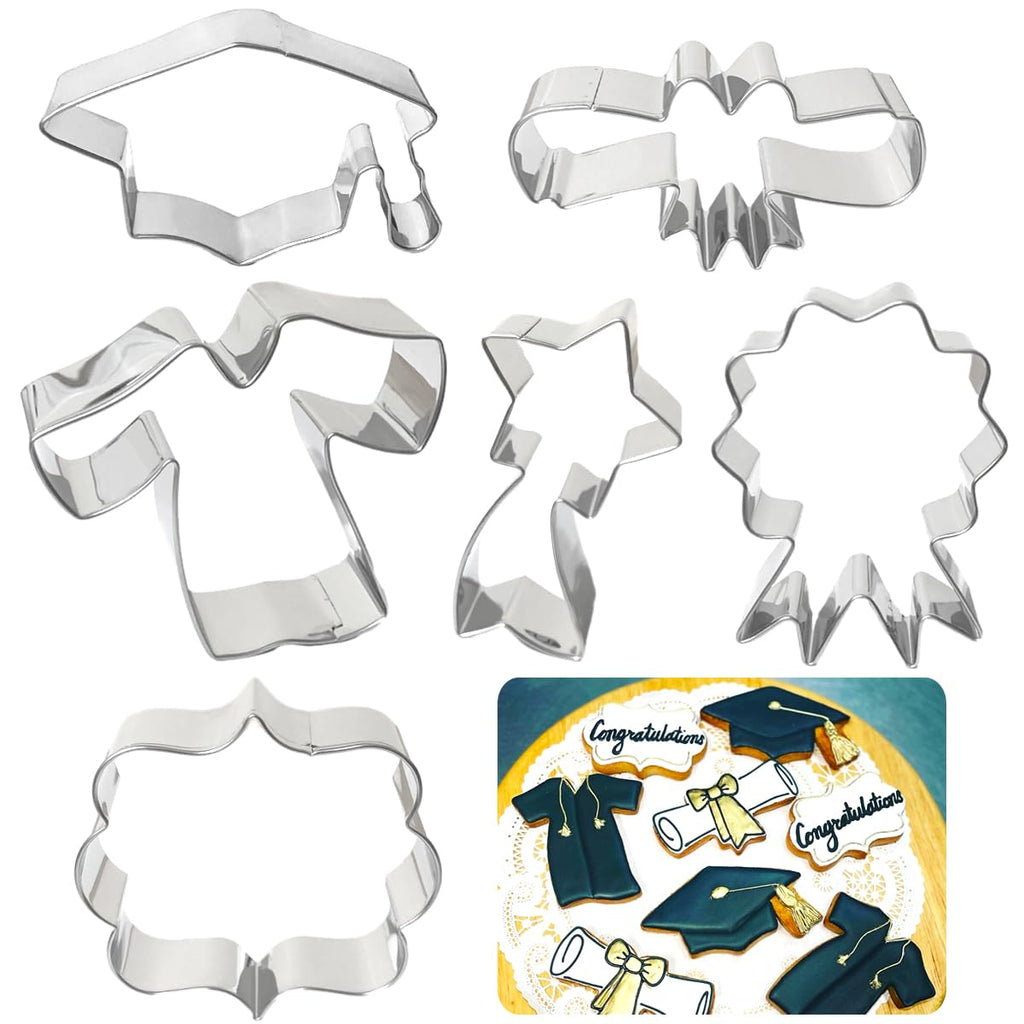 Kanehosi Graduation Cookie Cutters 6Pcs for Celebration Kitchen Baking