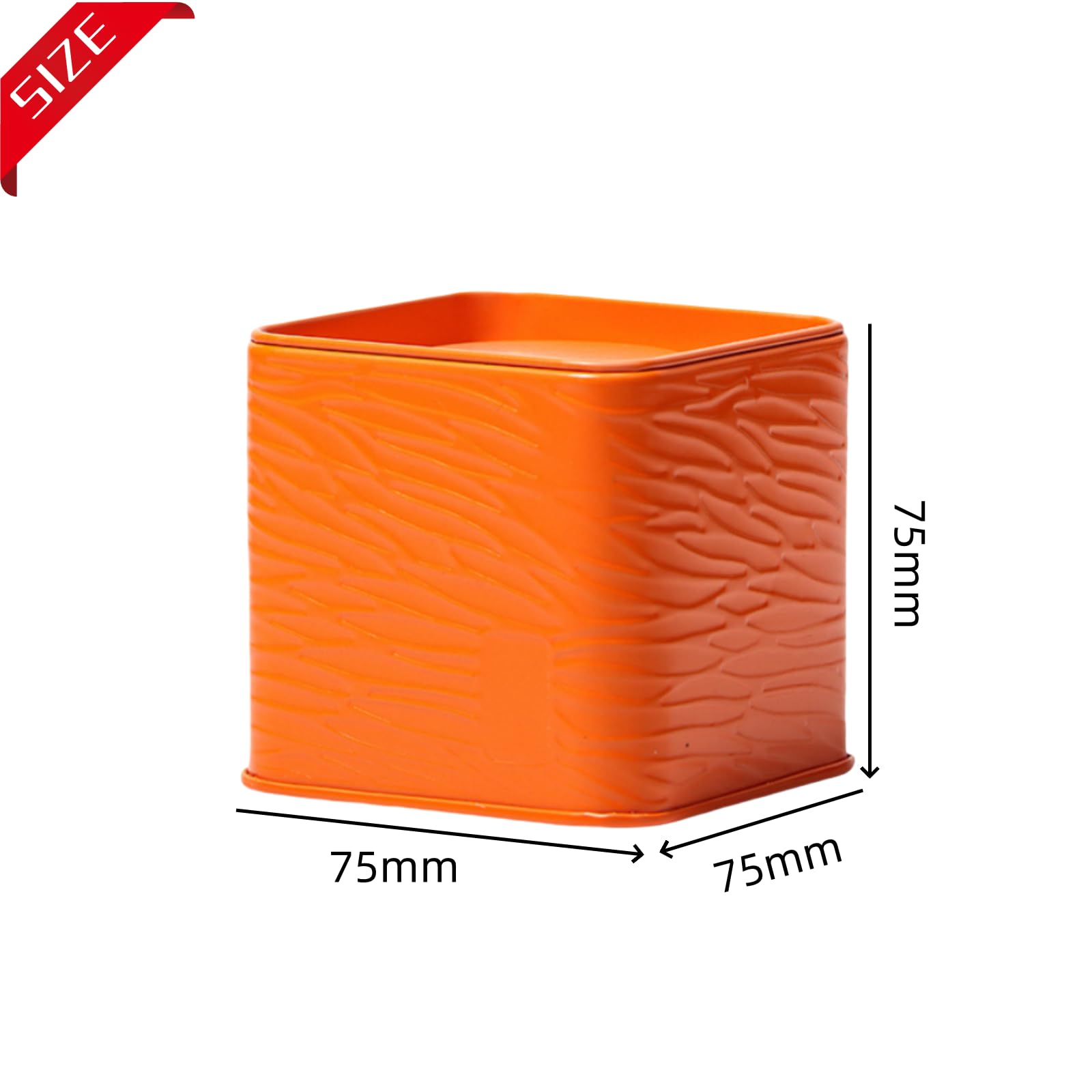 HAN SHENG 2 Pcs Decorative Square Tea Tin Tea Storage Containers Loose Tea Storage Coffee Tins Food Storage Container for Tea Coffee Herb Candy Chocolate Sugar Spices (Orange)