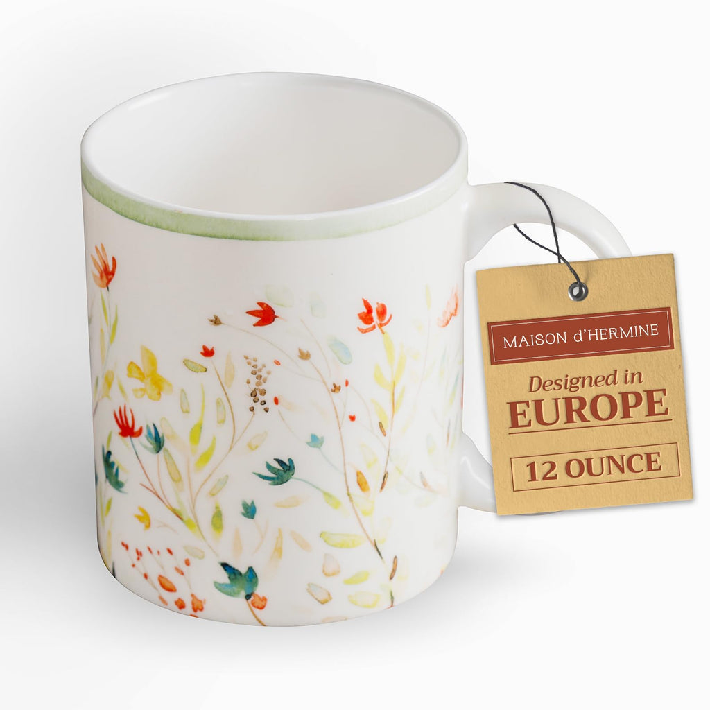 Maison d' Hermine Coffee Mug with Handles Tea Cups (12 Ounce, Pack of 1)