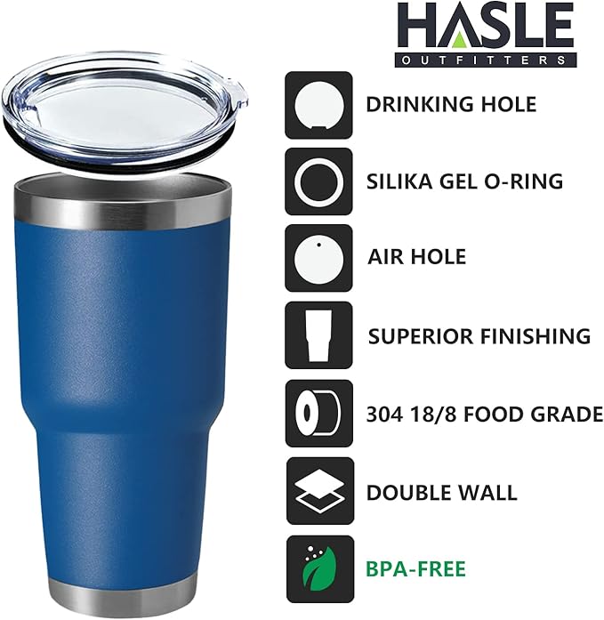 HASLE OUTFITTERS 30oz Stainless Steel Tumbler, Double Wall Vacuum Insulated Travel Mug Tumbler, Durable Insulated Coffee Mug, Gift Box Set (Dark Blue, 4)