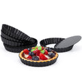 Beasea 6 Inch Tart Pan, 8pcs Small Tart Pie Pans with Removable Bottom Non Stick Mini Pie Tin Pan Loose Bottom Fluted Quiche Baking Pan for Fruit Quiche Cakes