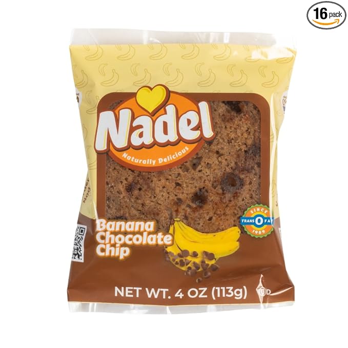 Nadel - NATURALLY DELICIOUS BANANA CHOCOLATE CHIP CAKE SLICES (16 Pack) Sweet Breads & Cakes, Back to School lunch snack, breakfast bar