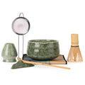 VONAHAST Japanese Matcha Whisk Set - 7-Piece Kit Bamboo Chasen, Ceramic Bowl with Spout, Stainless Steel Sifter & Holder Green