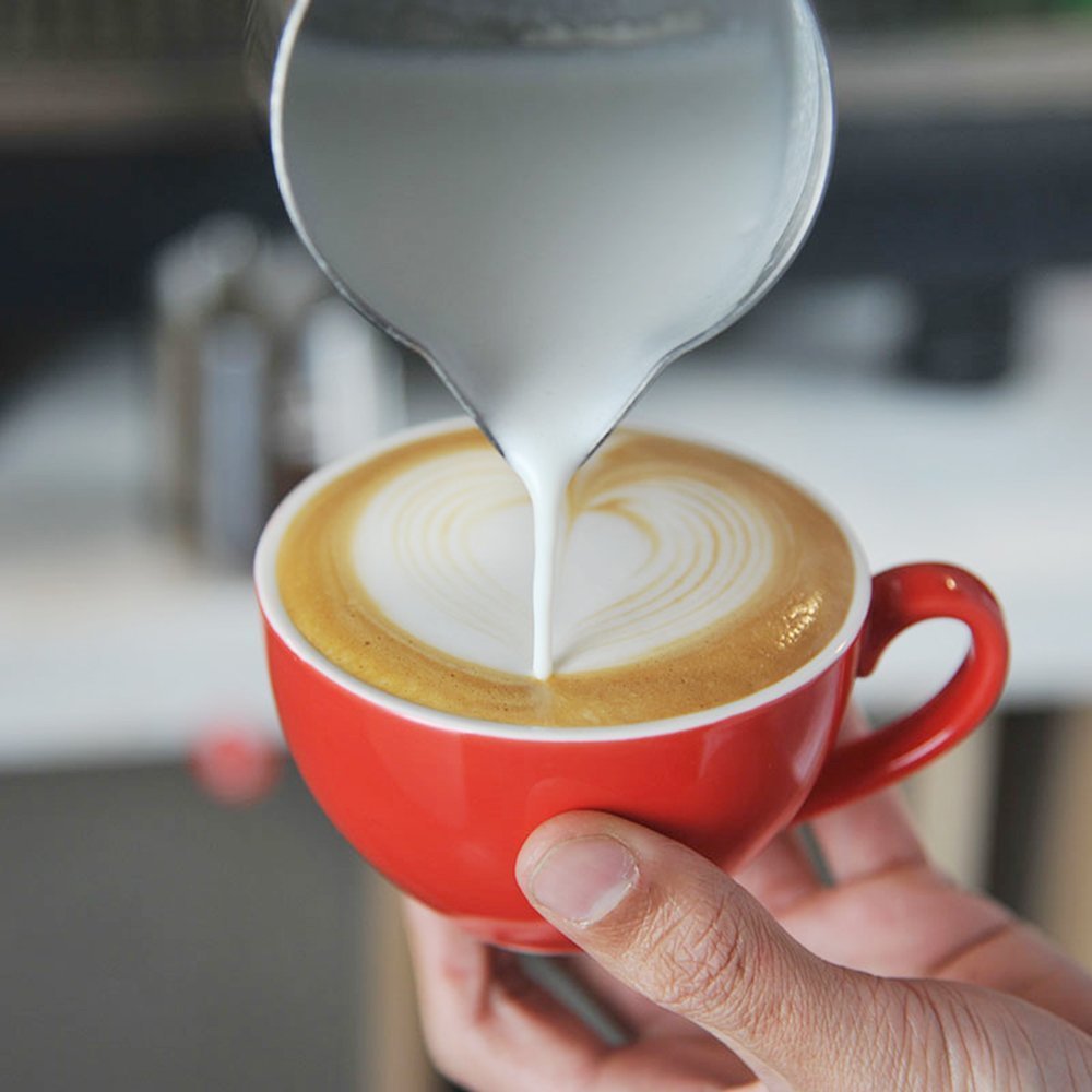 HOFASON Stainless Steel Milk Frothing Pitcher Cappuccino Pitcher Pouring Jug Espresso Cup Creamer Cup for Latte Art, 12 Ounce (350 ML)