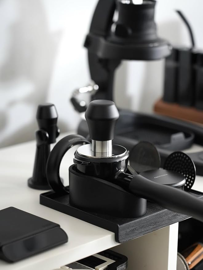 Normcore 58.5mm Coffee Tamper V4.1 Mini, Spring-Loaded with Click Feedback, Self-Leveling Stainless Steel Flat Baffle, Compatible with 58mm Espresso Machines Portafilter, Black
