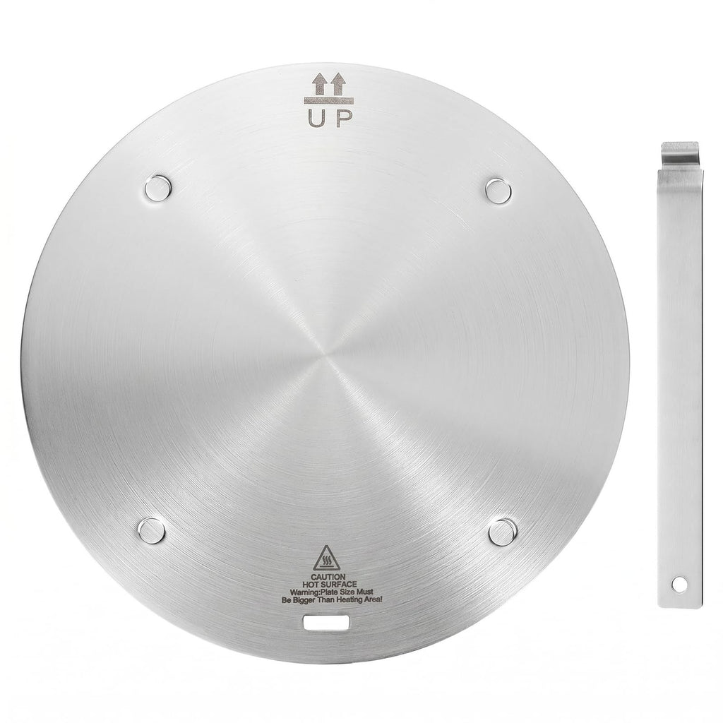 Heat Diffuser Plate, Grouarty Stainless Steel Cooking Induction Adapter Simmer Plate for Electric Gas Glass Cooktop Hob Ring, Induction Cooktop Converter Plate With Handle 9.45inch