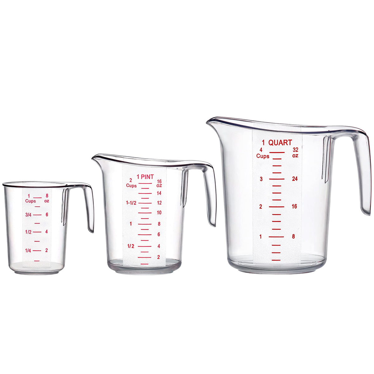 Amazing Abby - Melissa - Plastic Measuring Cups (3-Piece Set), Food-Grade Measuring Jugs, 1/2/4-Cup Capacity, Unbreakable, Stackable, Dishwasher-Safe, Great for Oil, Vinegar, Flour, and More
