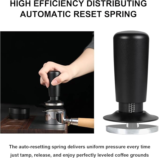 53mm Espresso Tamper,Spring Loaded Tamper with Stainless Steel Flat Base,Compatible with 53mm Portafilter,Coffee Tamper for Coffees Enthusiast and Home Barista