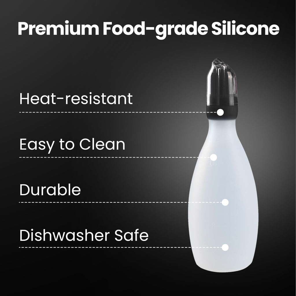 Gourmet Easy BBQ Sauce Bottle with Silicone Basting Brush, BPA-Free (Black)