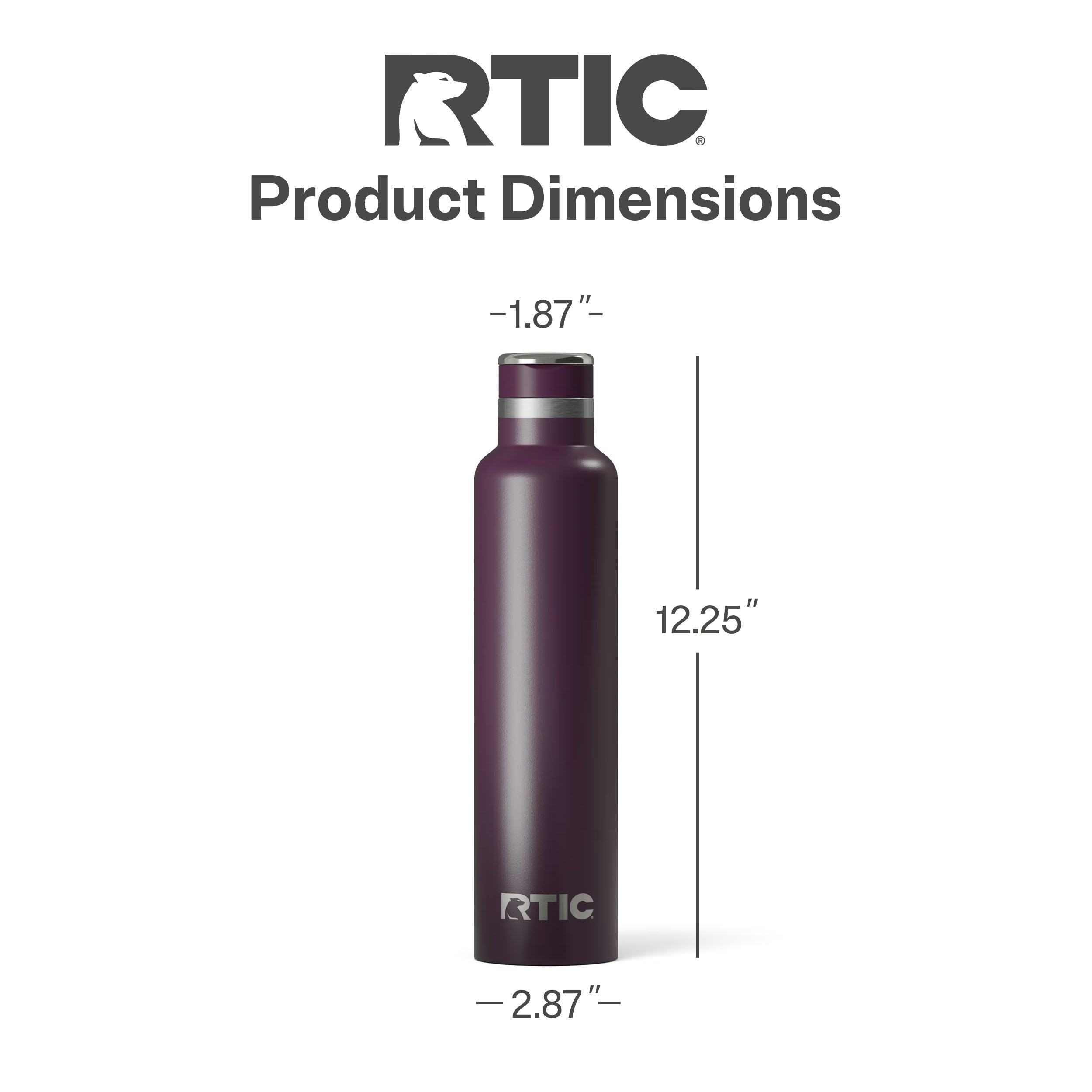 RTIC 26oz Journey Water Bottle Ceramic Lined Metal Stainless Steel Vacuum Insulated, BPA Free, Reusable, for Water, Hot and Cold Drinks, Travel, Sports, Camping, Plum