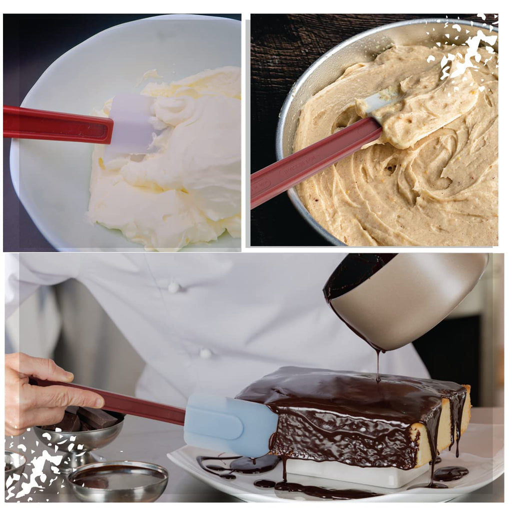 3 PCS Commercial Grade Heat Resistant Silicone Spatulas, 9.5-Inch Rubber Spatulas for Baking, Nonstick & BPA-Free