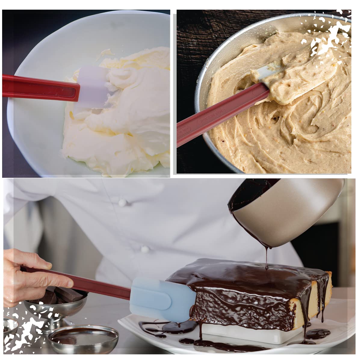 3 PCS Commercial Grade Heat Resistant Silicone Spatulas, 9.5-Inch Rubber Spatulas for Baking, Nonstick & BPA-Free