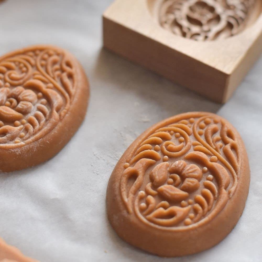 MOTEERLLU Wooden Springerle Cookie Molds for Baking, Easter Egg
