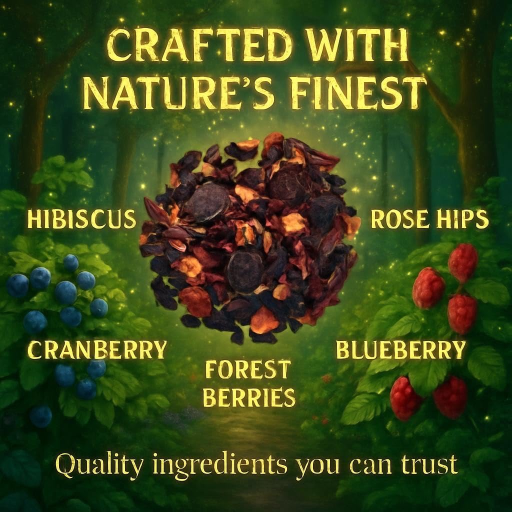 Bellasia Tea Berry Bliss for Kids Using Real Fruit Pieces - Caffeine Free Herbal Tea Blend with Real Ingredients & Balanced Flavor- Add Loose Leaf Tea to Your Child’s Routine for A Fun & Tasty Drink