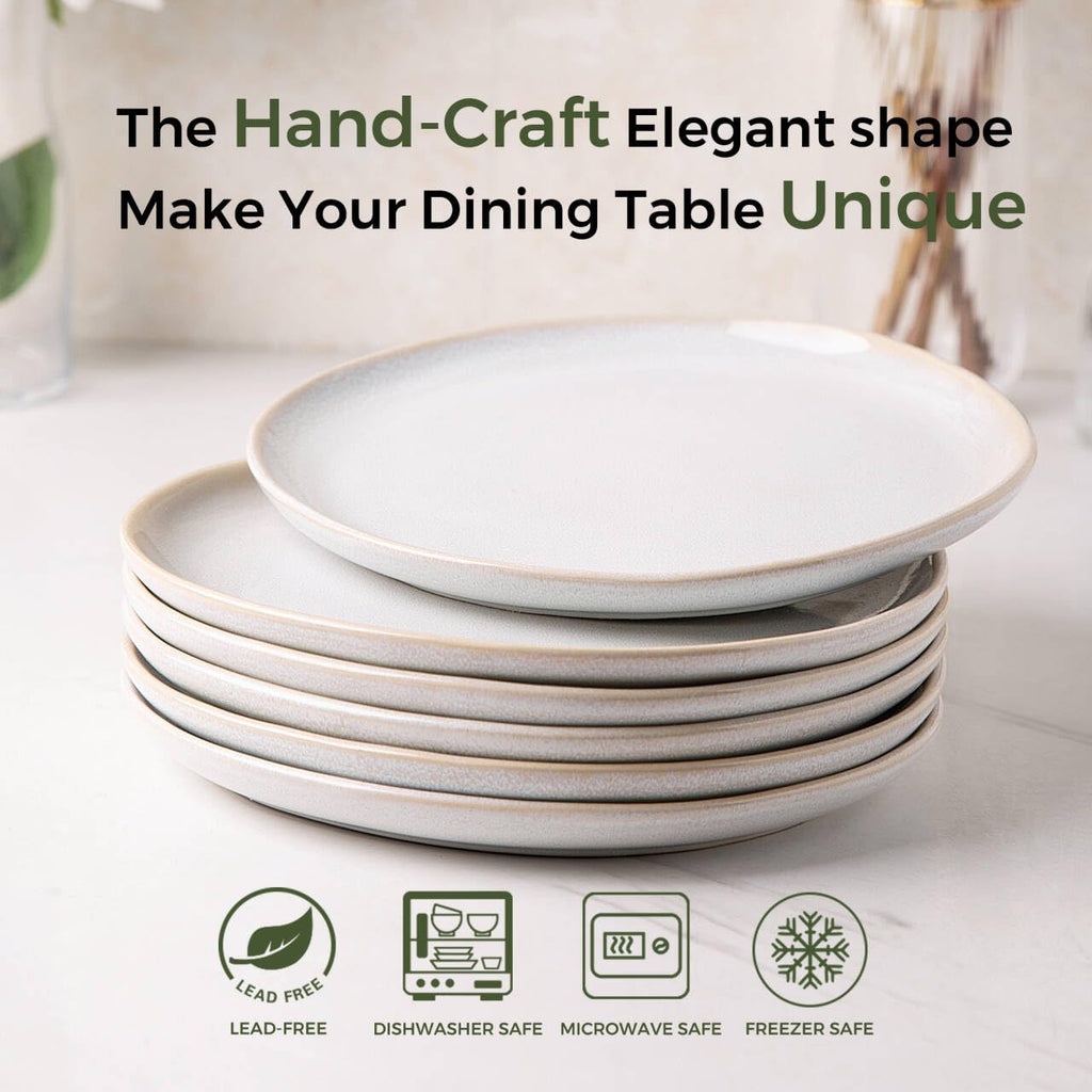 AmorArc Ceramic Dinner Plates Set of 6, 10.5 Inch Stoneware Plates Set